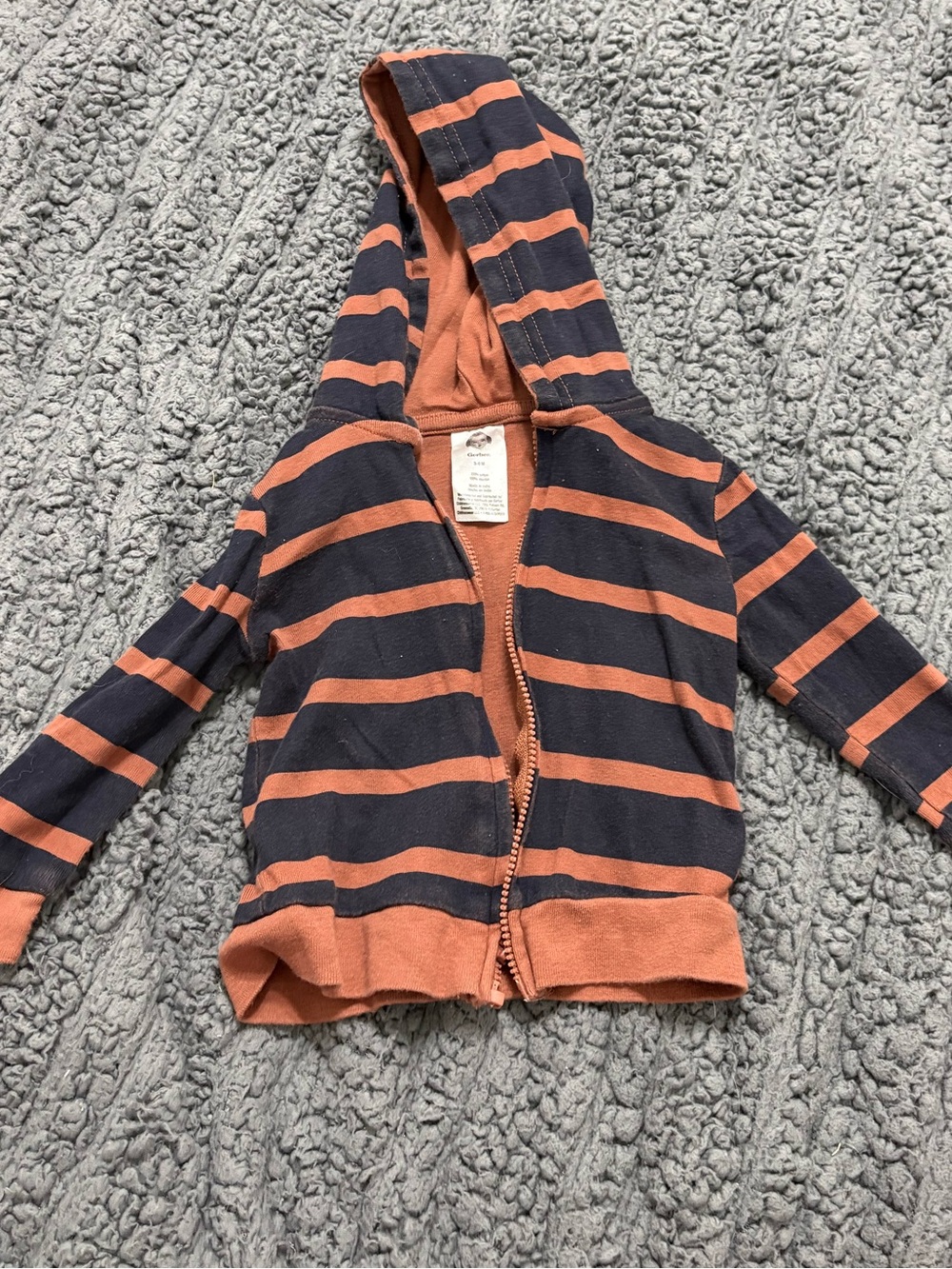 GERBER | Striped Hooded Zip-Up Rust and Black/Navy